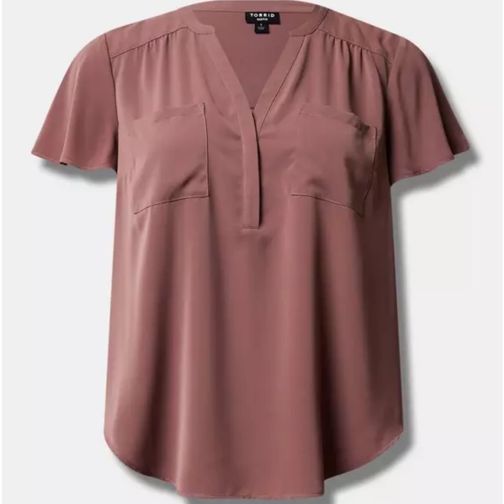 Torrid Harper Studio Crepe de Chine Flutter Short Sleeve Blouse size 4